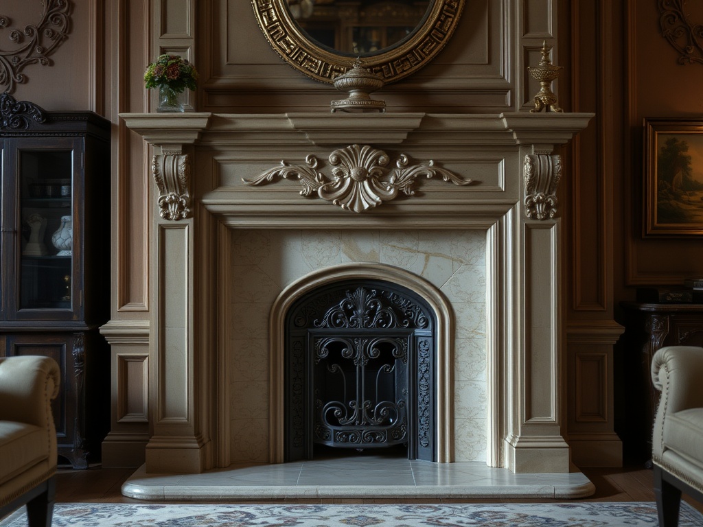 Before: Empty brick hearth lacking focal distinction