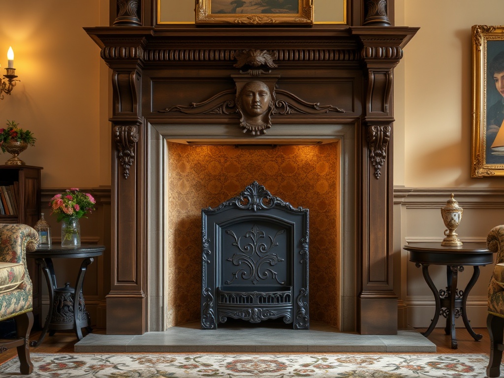 After: Fully styled hearth with decorative panel installed